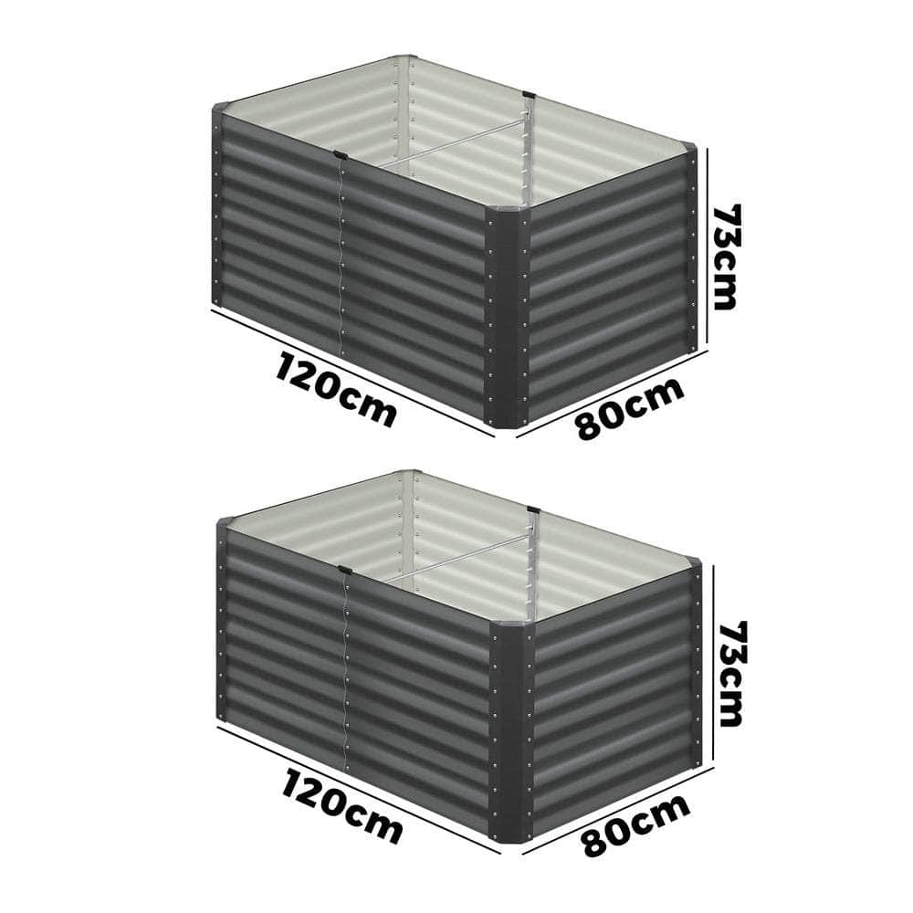 120x80x73cm Garden Bed Galvanised Steel 4pcs
