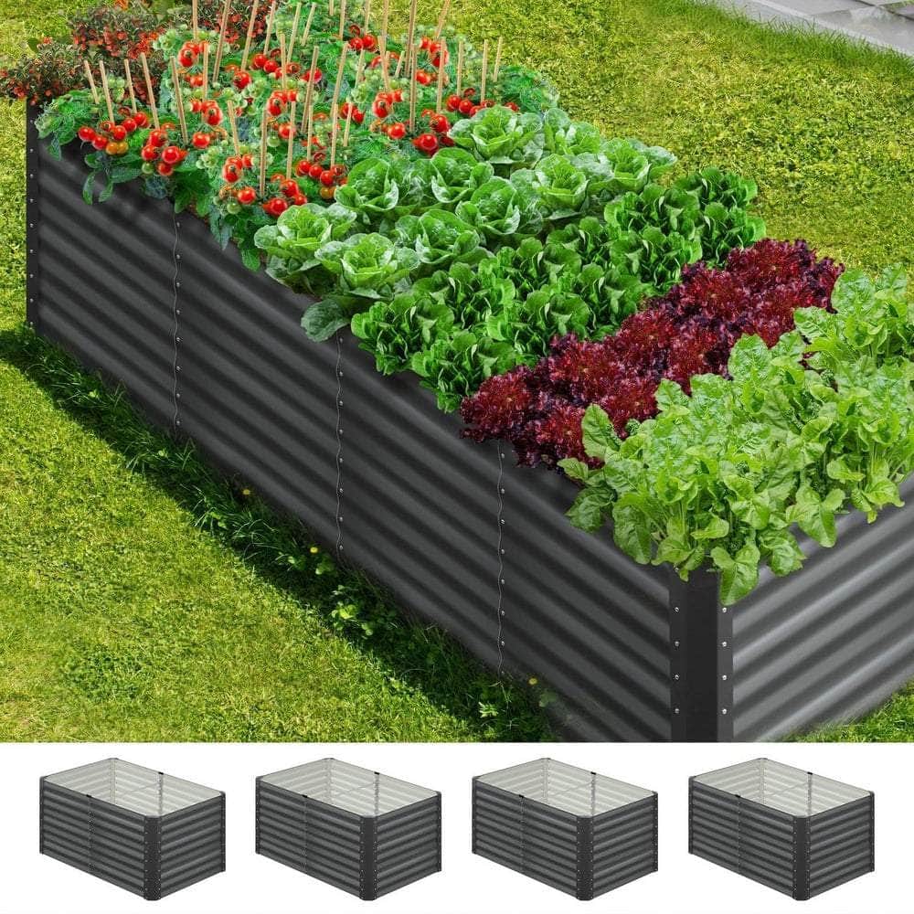 120x80x73cm Garden Bed Galvanised Steel 4pcs