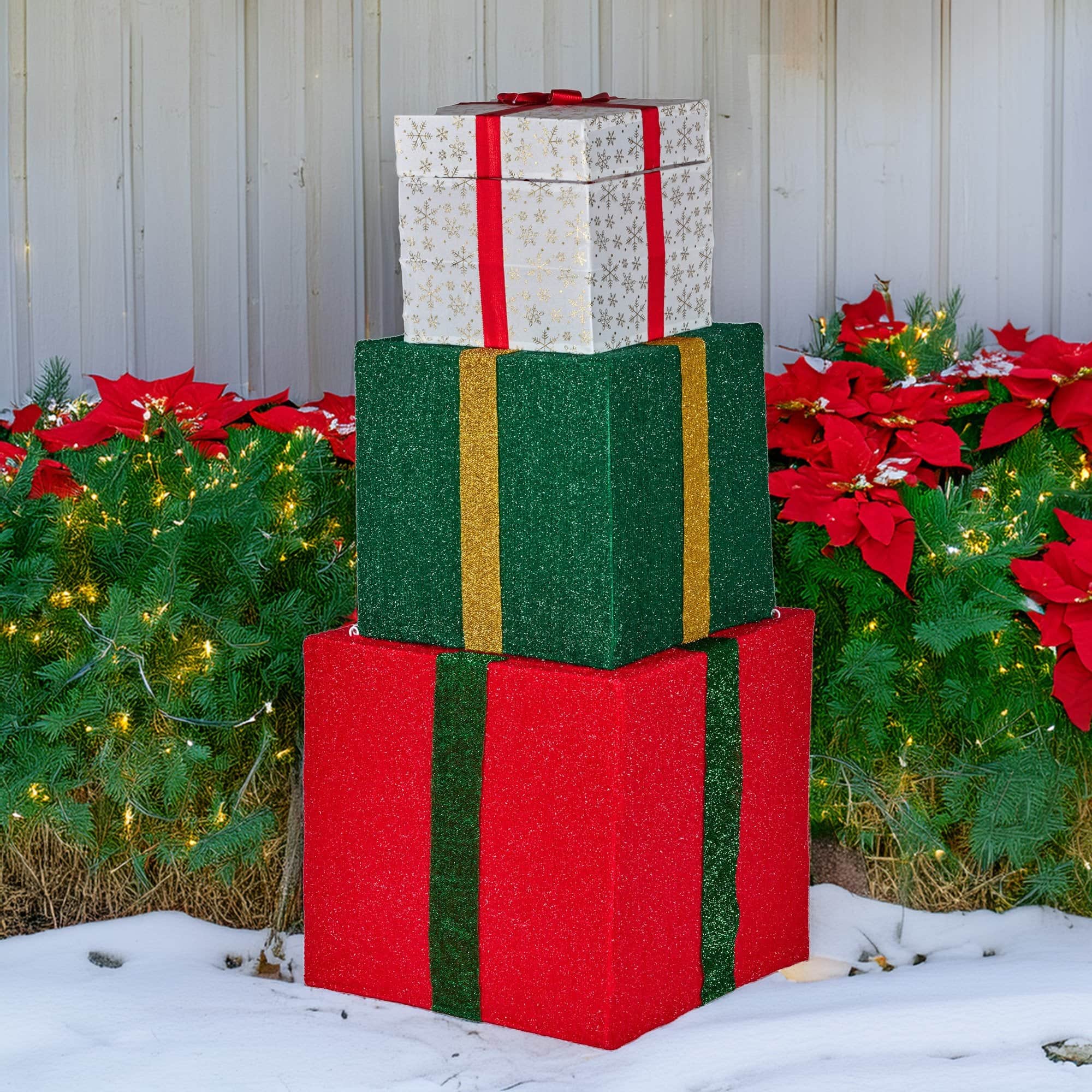 122cm Animated Present Stack Santa LED Lights Christmas Tree Decoration Ornament