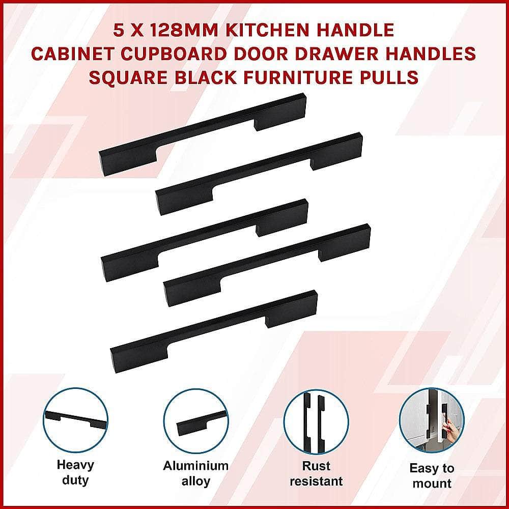 128Mm Black Kitchen Cabinet Handles