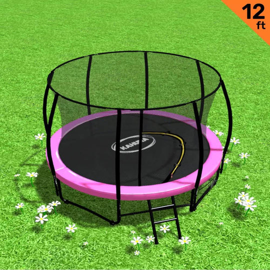12ft Outdoor Trampoline Pink Backyard Fun Fitness Play
