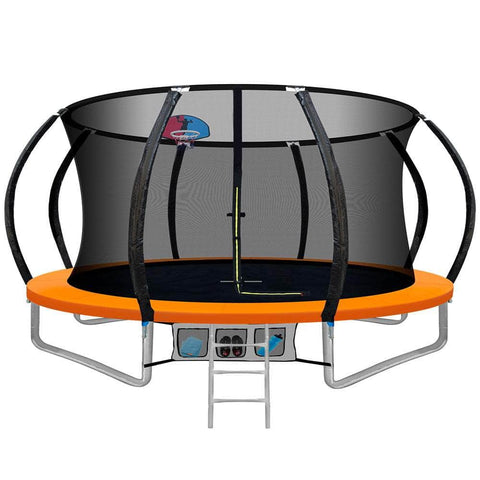 12FT Trampoline Round Trampolines With Basketball  Orange