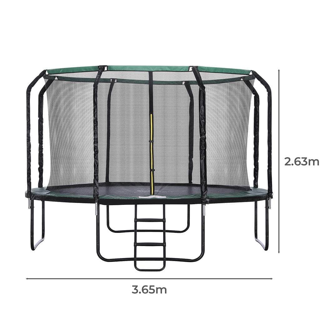 12FT Trampoline with Basketball Set Safety for Outdoor Play