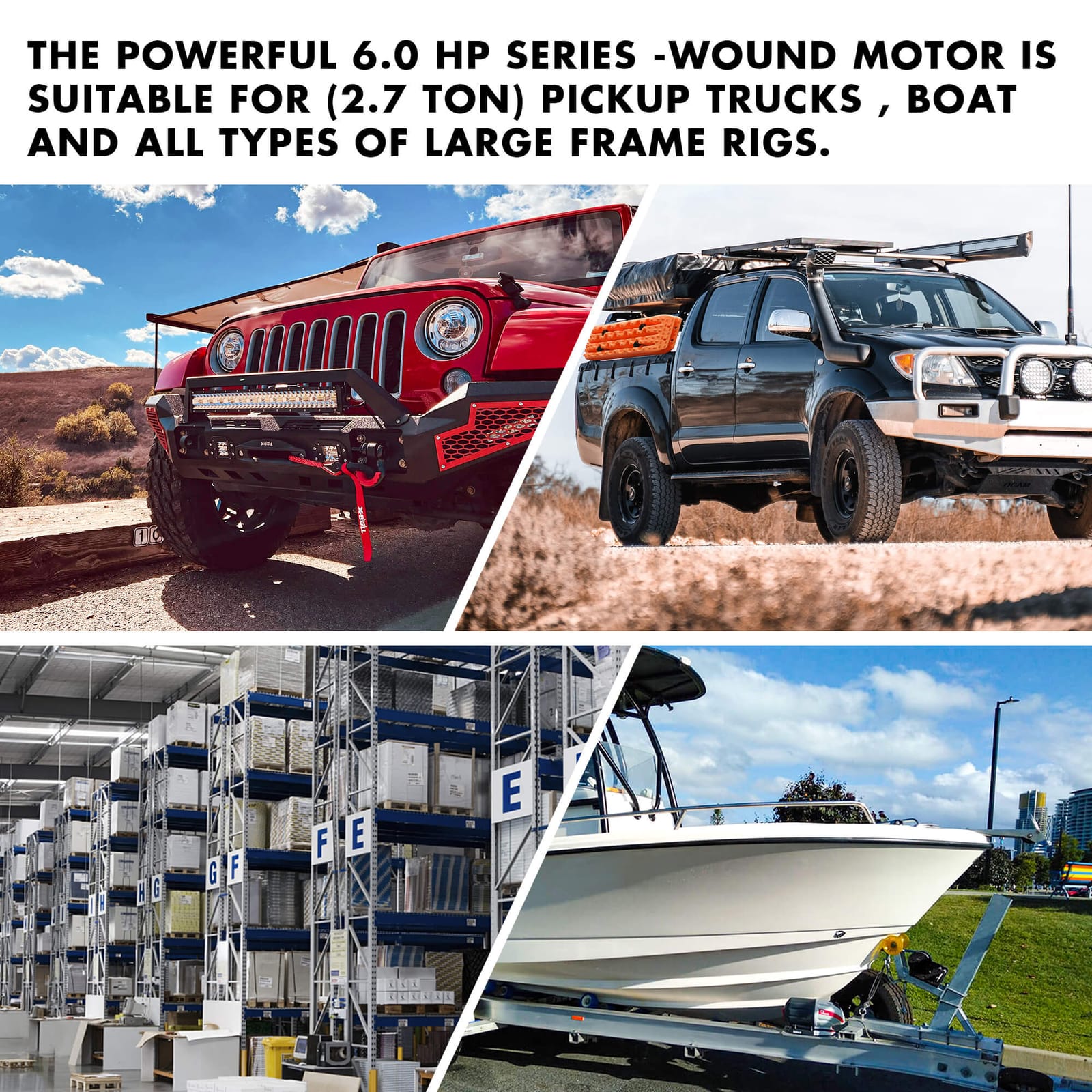 12V Electric Winch 12000LBS synthetic rope 4wd Jeep with winch cover | 4WD Recovery Tools - photo 11