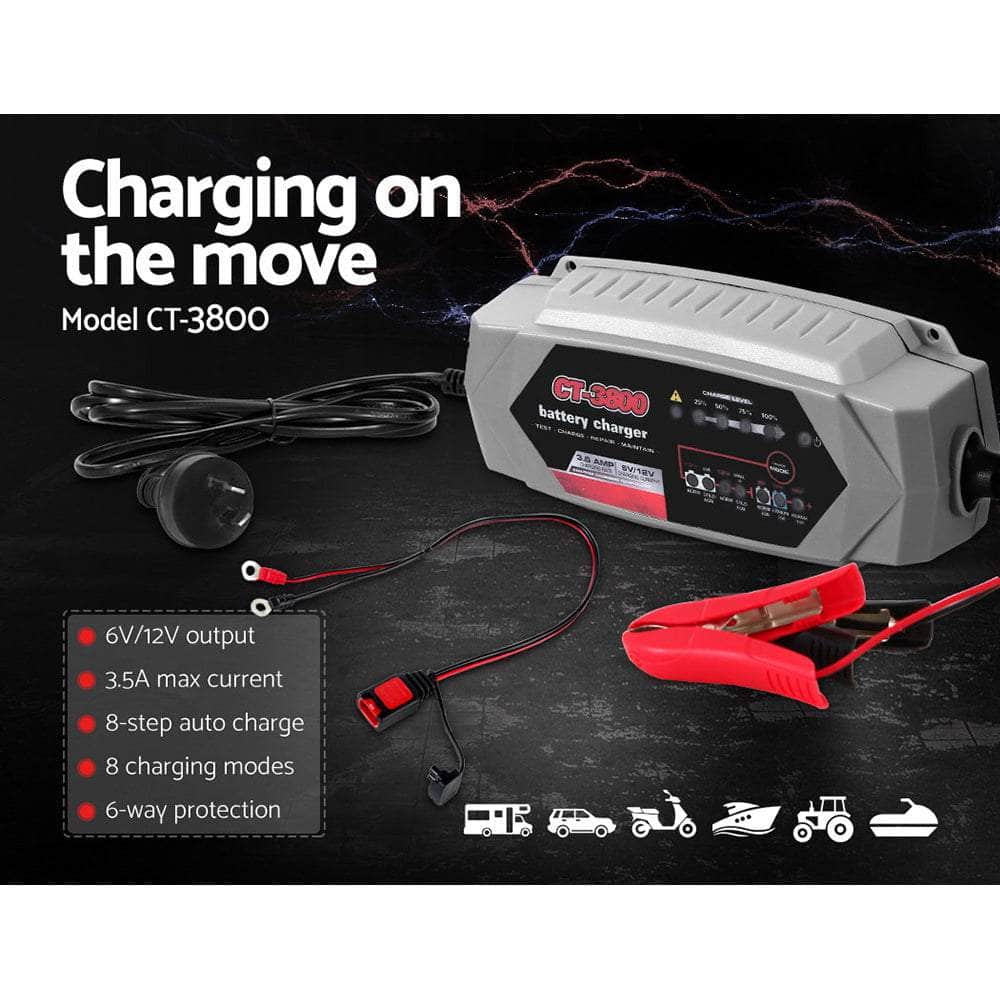 12V Automatic Car Battery Charger 6V 3.5Amp Vehicle Truck Chargers Agm