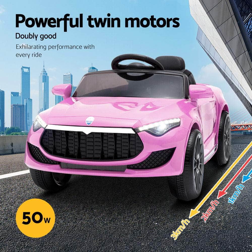 12V Pink Kids Electric Ride-On Car with Headlight & Music