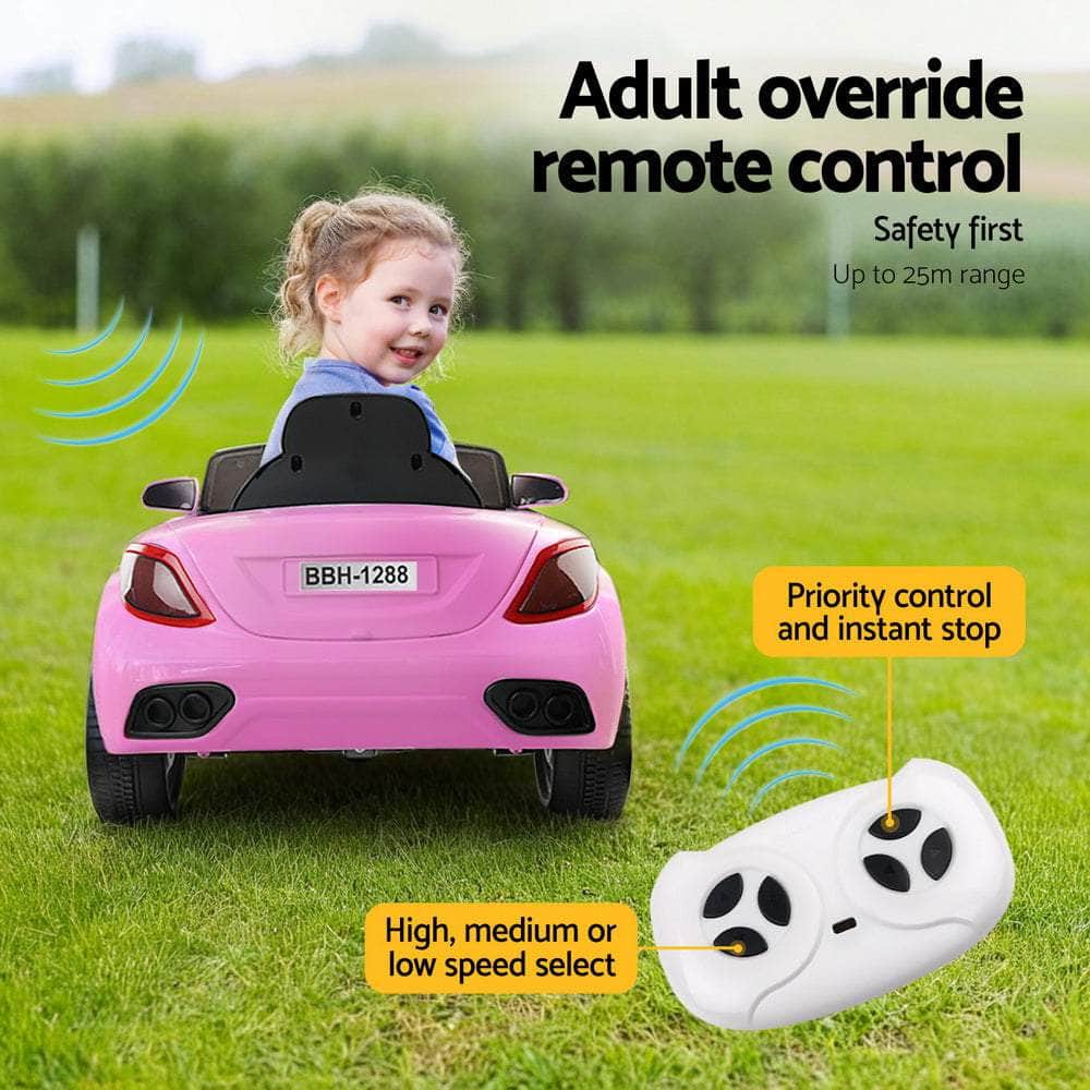12V Pink Kids Electric Ride-On Car with Headlight & Music