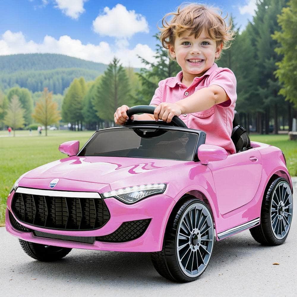 12V Pink Kids Electric Ride-On Car with Headlight & Music