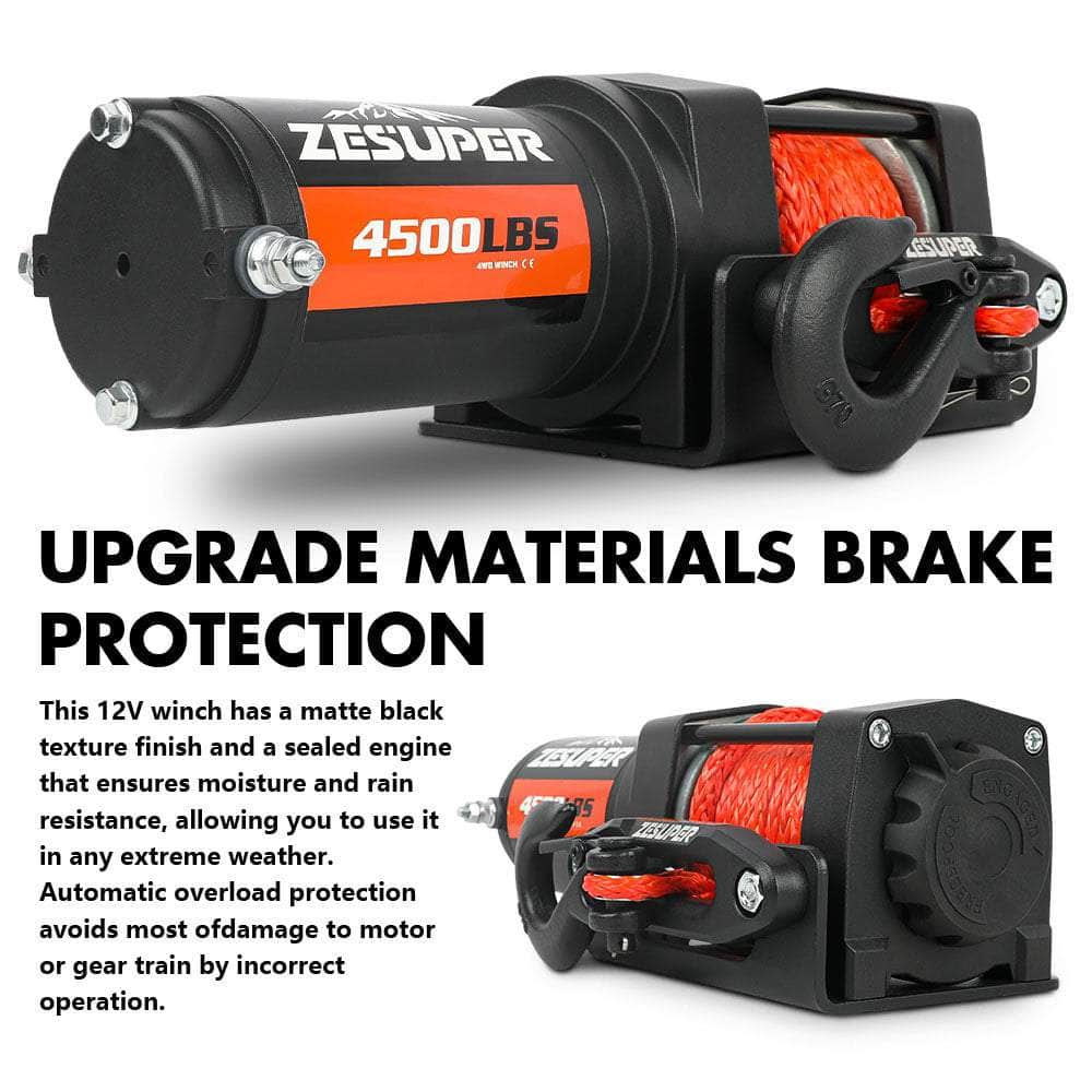 12V Winch 4500Lbs Electric Winch Atv Winch Synthetic Rope Boat Trailer