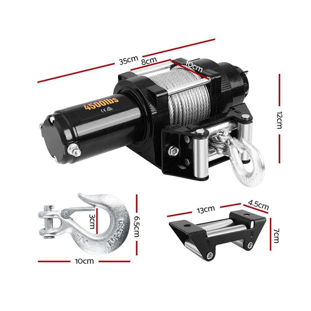 12V Wireless Electric Winch Remote with Steel Cable