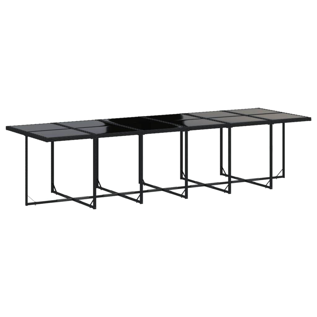 13 Piece Garden Dining Set with Cushions-Black Poly Rattan