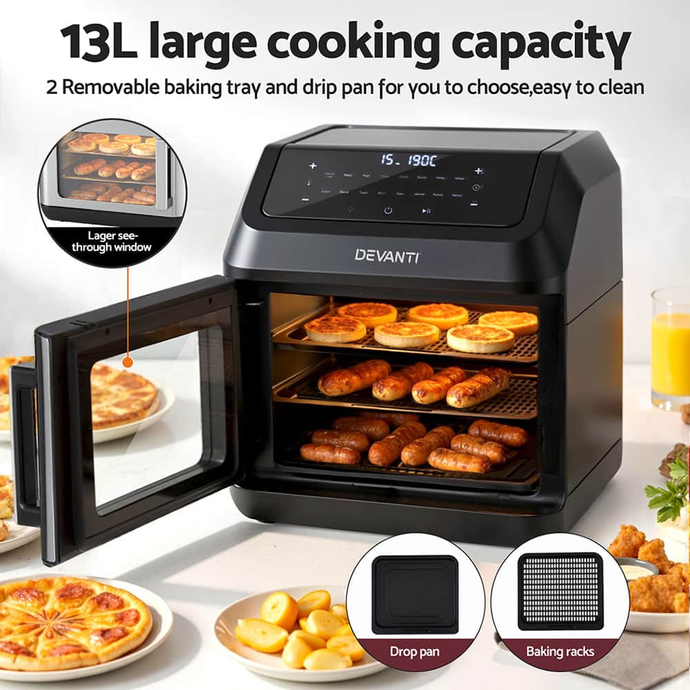 13L digital air fryer oven with LCD display for oil free fast cooking