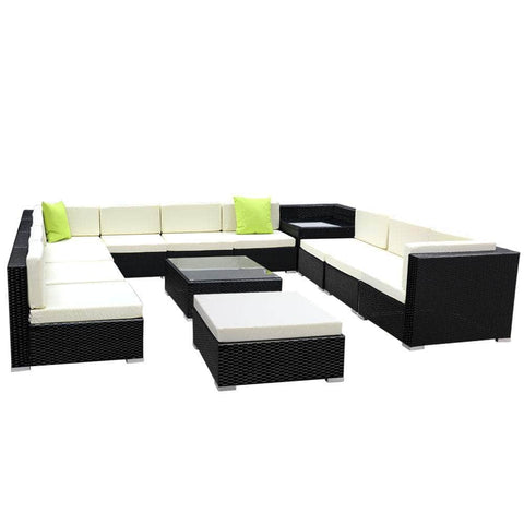 13-Piece Outdoor Sofa Set Wicker Couch Lounge Setting Cover