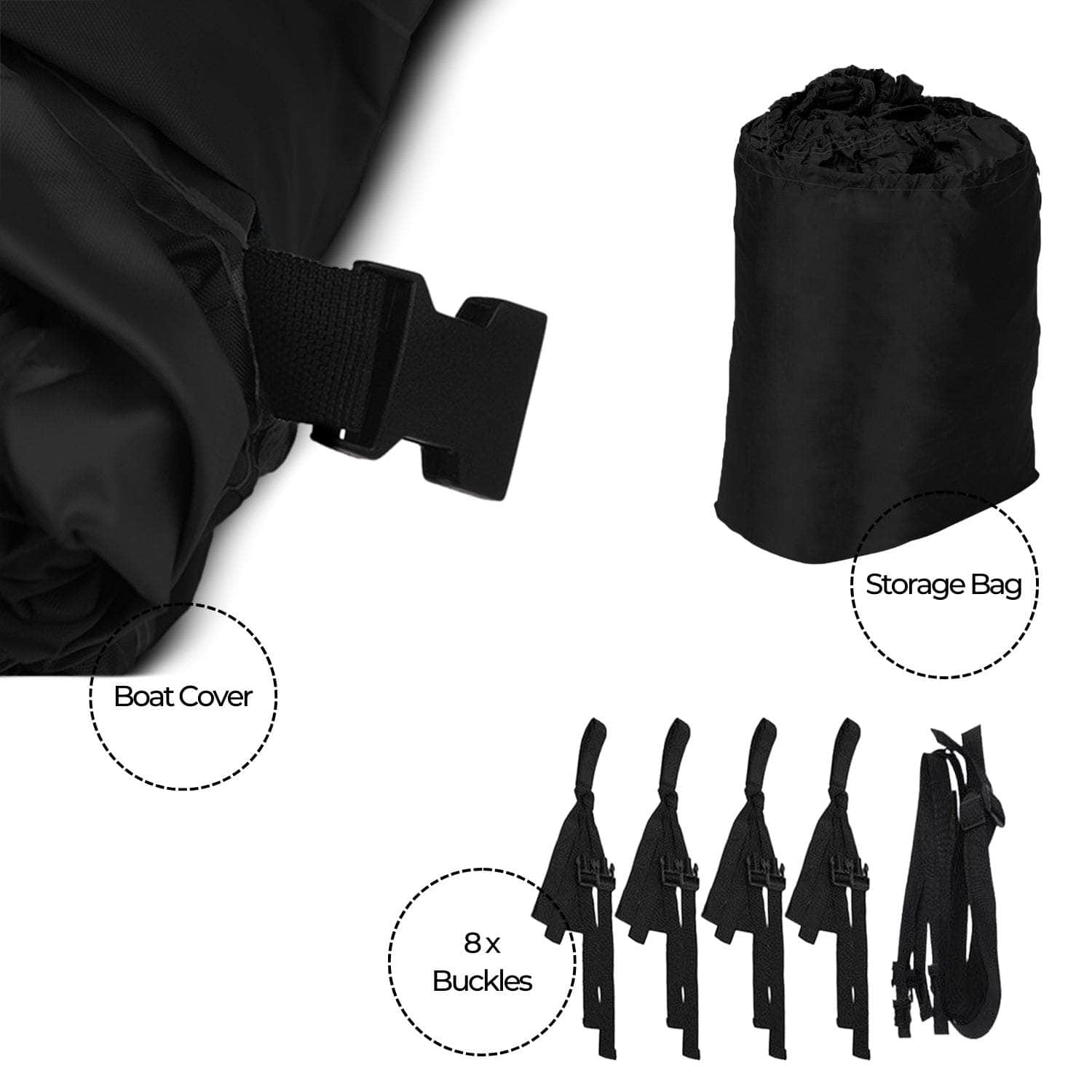 14-16 Ft Waterproof Boat Cover (Black)