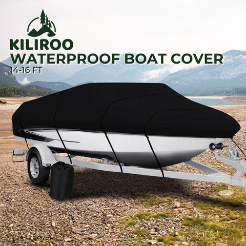 14-16 Ft Waterproof Boat Cover (Black)