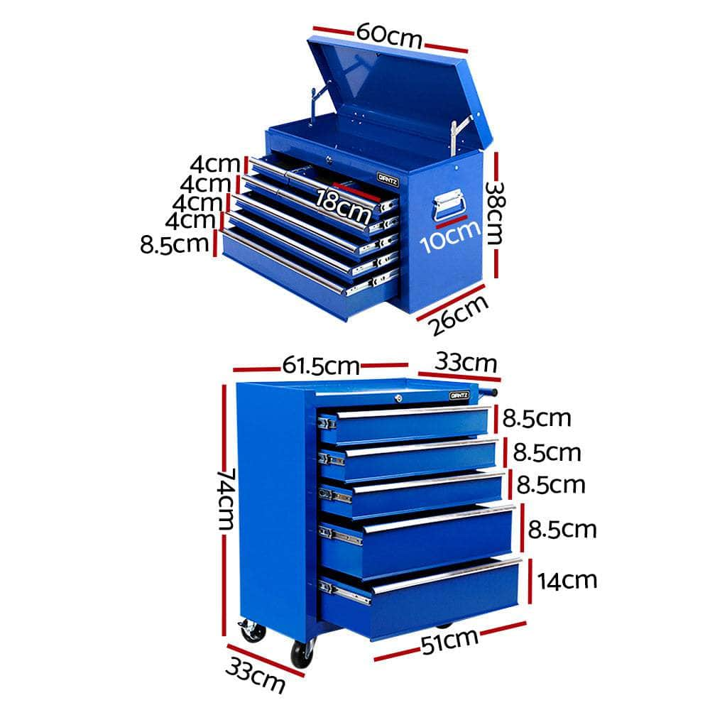 14 Drawers Toolbox Chest Cabinet Mechanic Trolley Garage Tool Storage Box