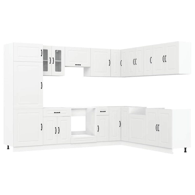 White colour - 14 Piece Kitchen Cabinet Set Kalmar White Engineered Wood
