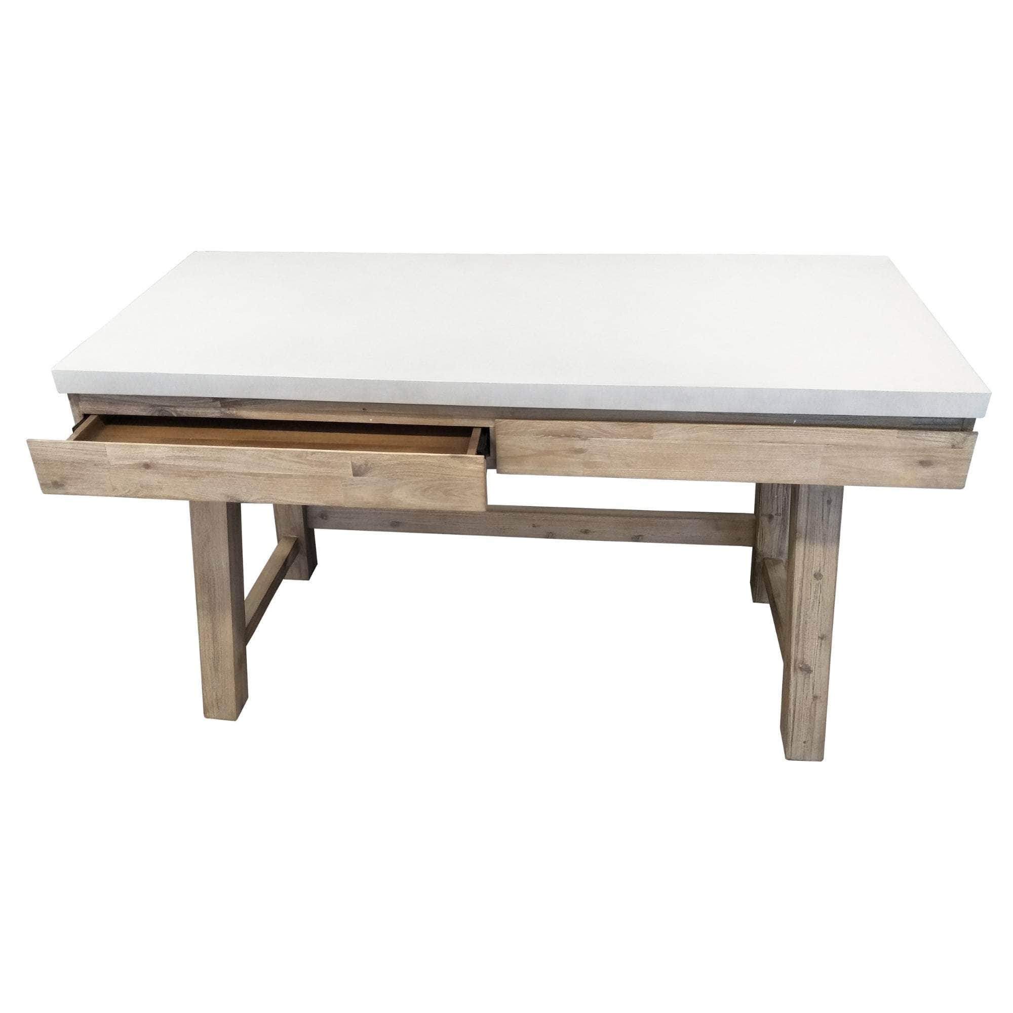 140Cm Computer Writing Desk With Concrete Top - White