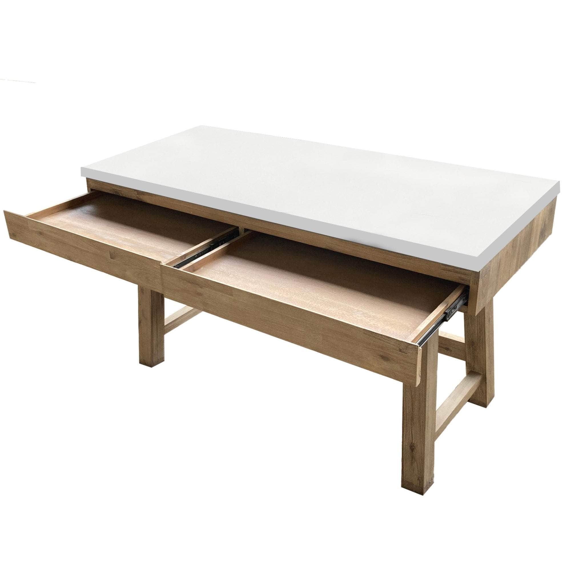 140Cm Computer Writing Desk With Concrete Top - White