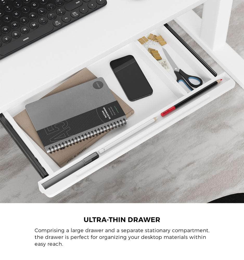 140cm Electric Standing Desk with Drawer Adjustable White & Black Walnut