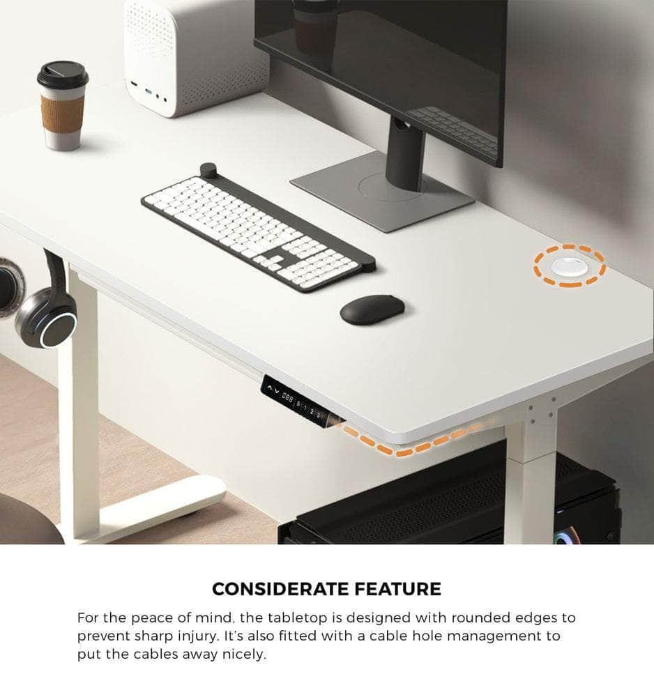 140cm Electric Standing Desk with Drawer Adjustable White & Black Walnut