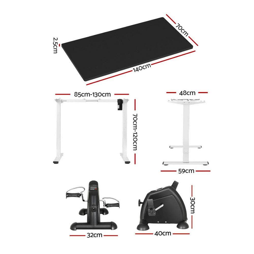 140cm Electric Standing Desk with Mini Pedal Exercise Bike Home Office