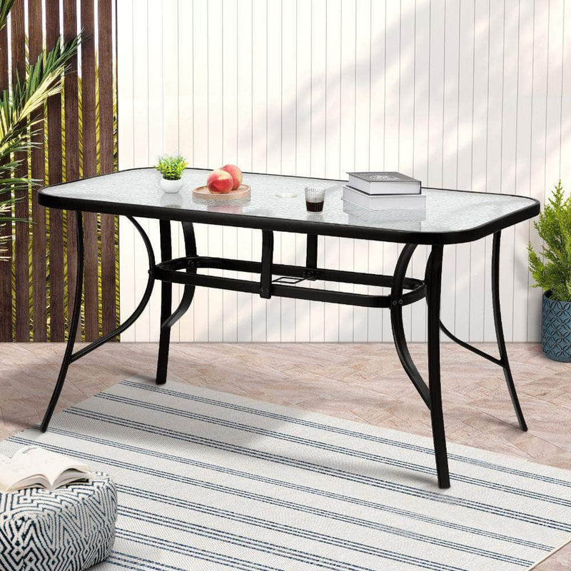 140cm Outdoor Dining Glass Table Rectangle Patio Furniture
