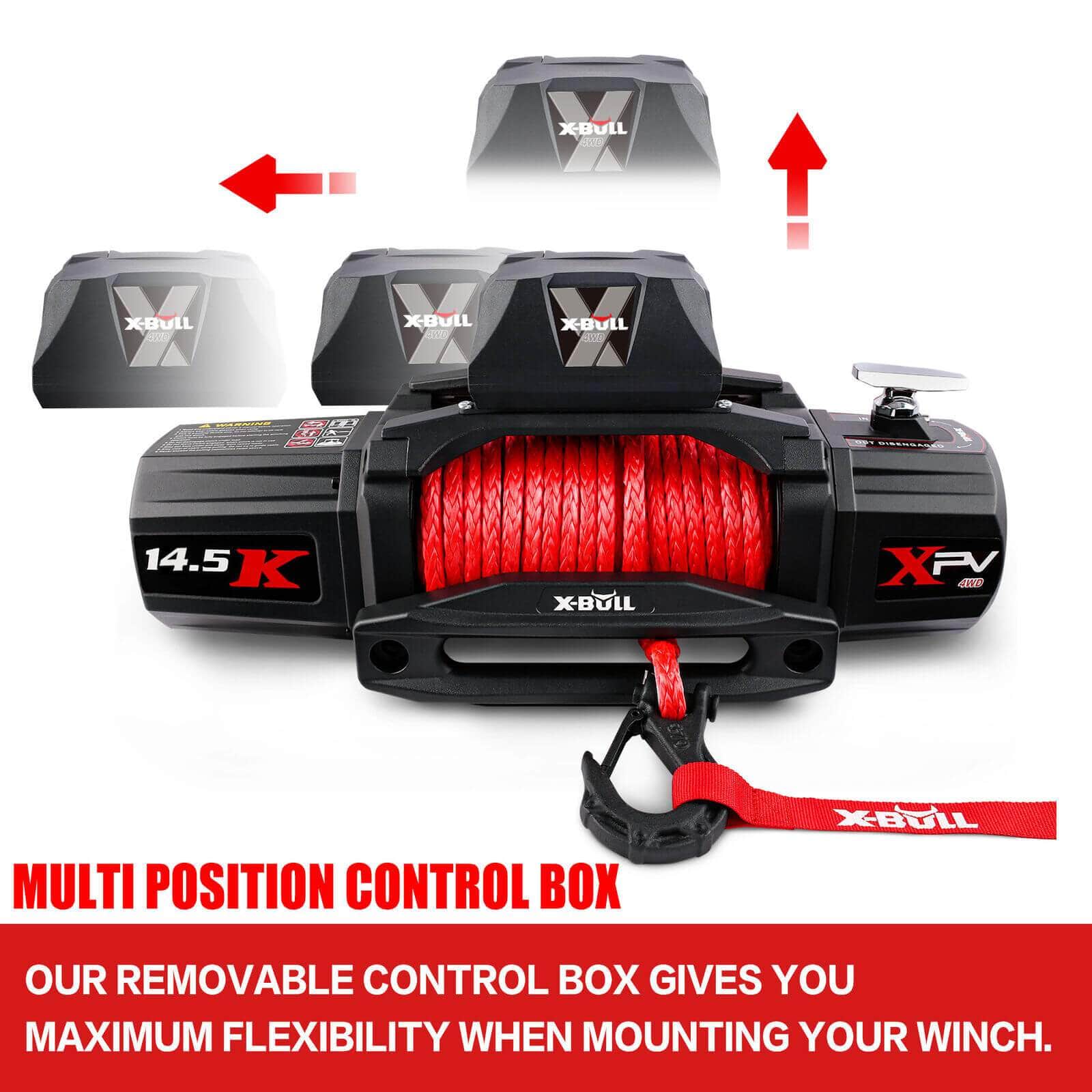 14500Lbs 12V Electric Winch Synthetic Rope Power