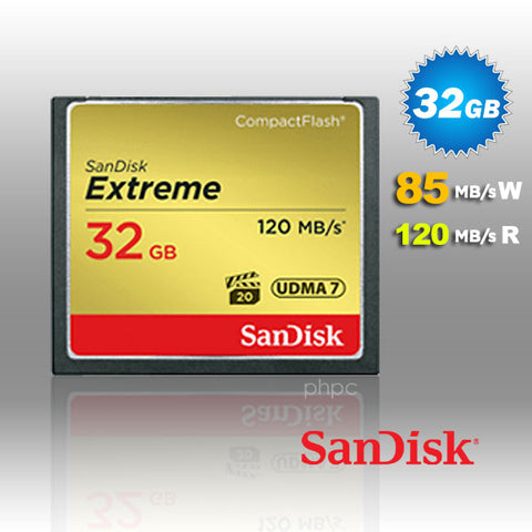 32Gb Extreme Compactflash Card With (Write) 85Mb/S And (Read)120Mb/S