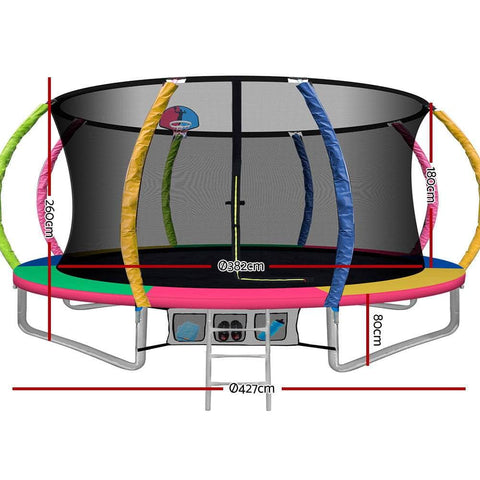 14Ft Trampoline For Kids W/ Ladder Enclosure Safety Net Rebounder Colors