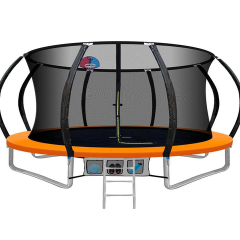 14FT Trampoline Round Trampolines With Basketball  Orange