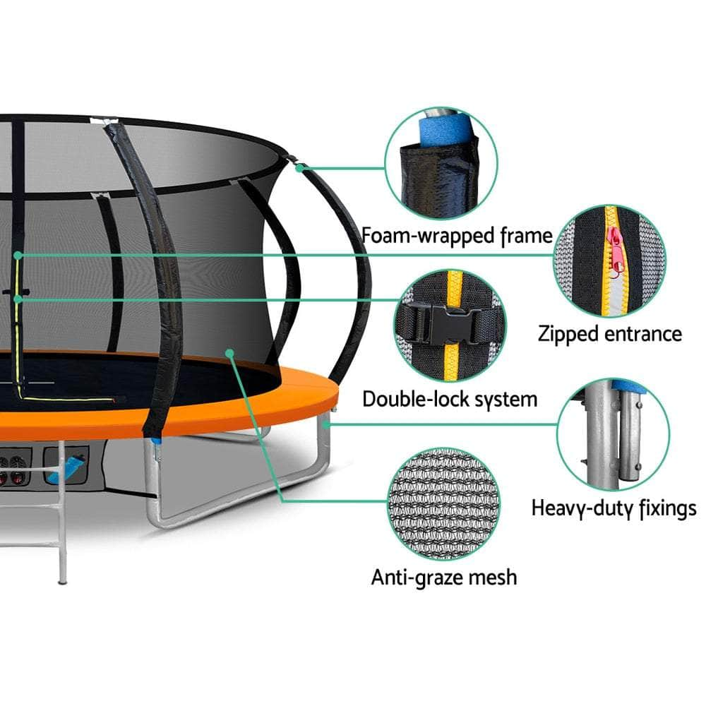 14FT Trampoline Round Trampolines With Basketball  Orange