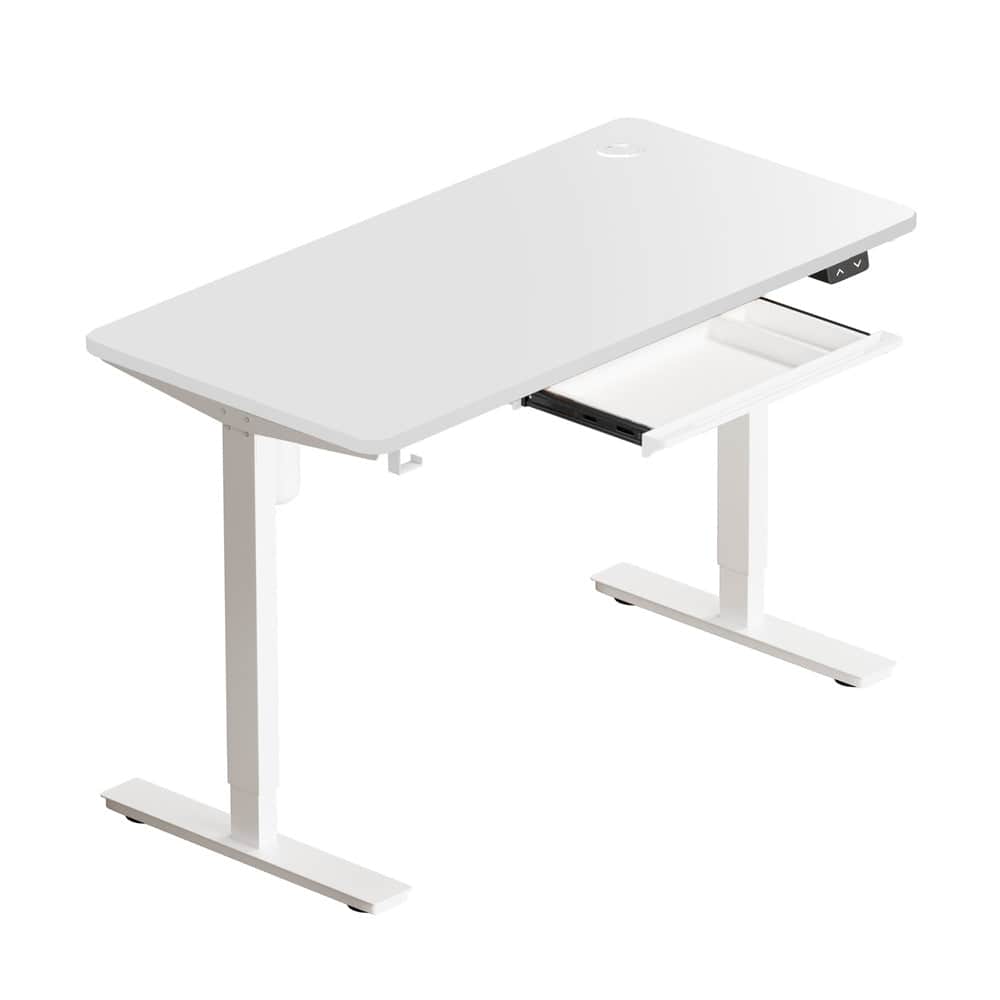 150cm Electric Standing Desk Adjustable Height with Drawer Black & White Walnut