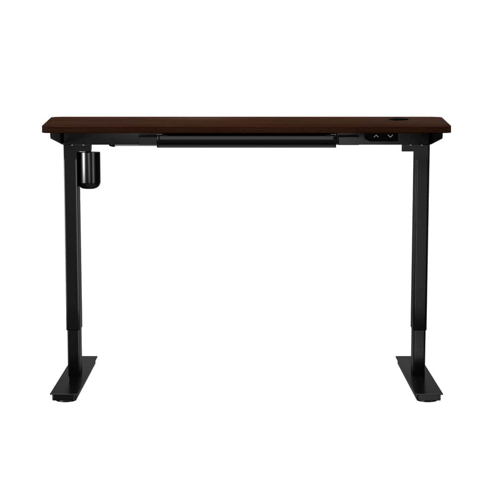 150cm Electric Standing Desk Adjustable Height with Drawer Black & White Walnut