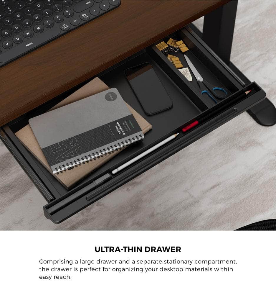 150cm Electric Standing Desk with Drawer Adjustable Black Walnut