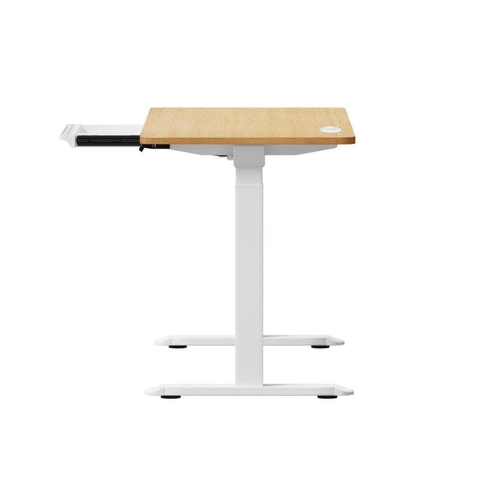 150cm Electric Standing Desk with Drawer Adjustable Black & White Oak