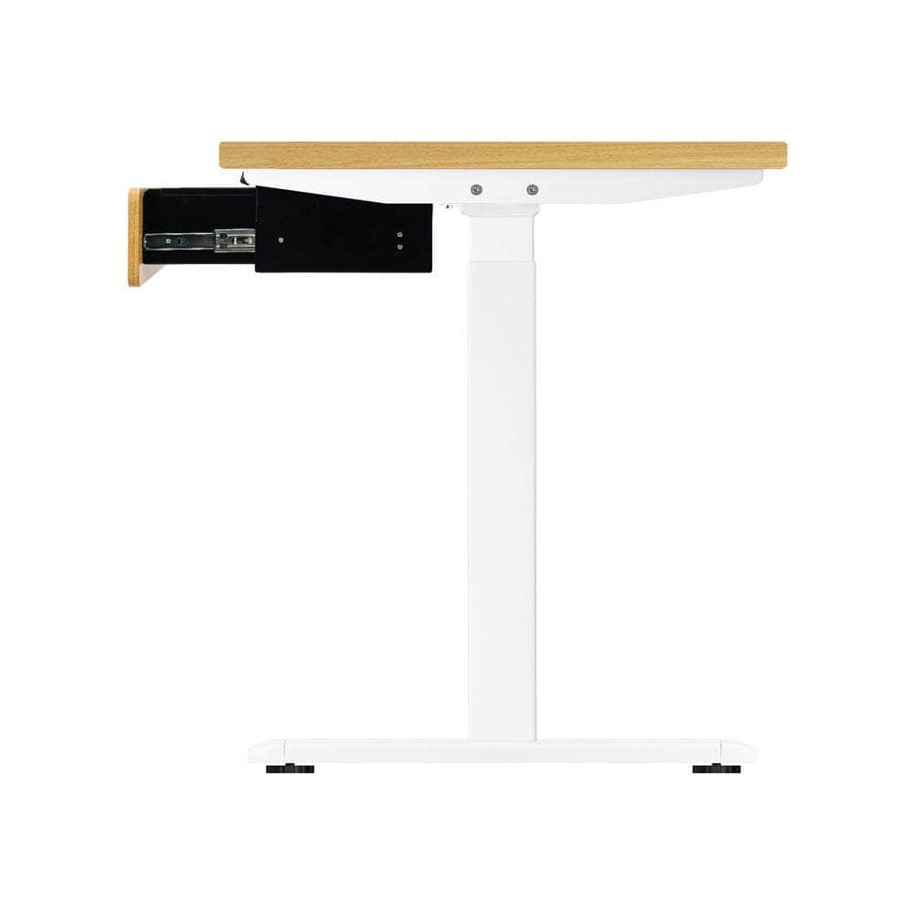 150cm Electric Standing Desk with Drawer Adjustable Oak White Single & Dual Motar
