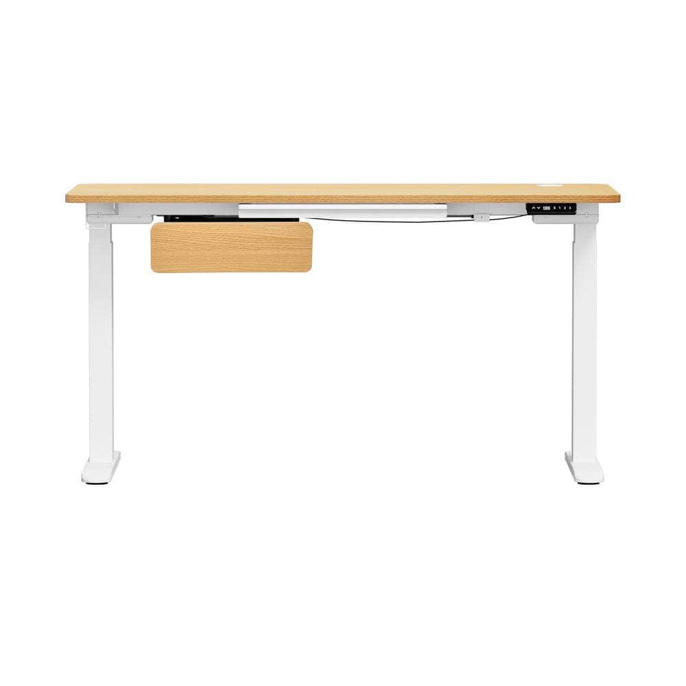150cm Electric Standing Desk with Drawer Adjustable Oak White Single & Dual Motar