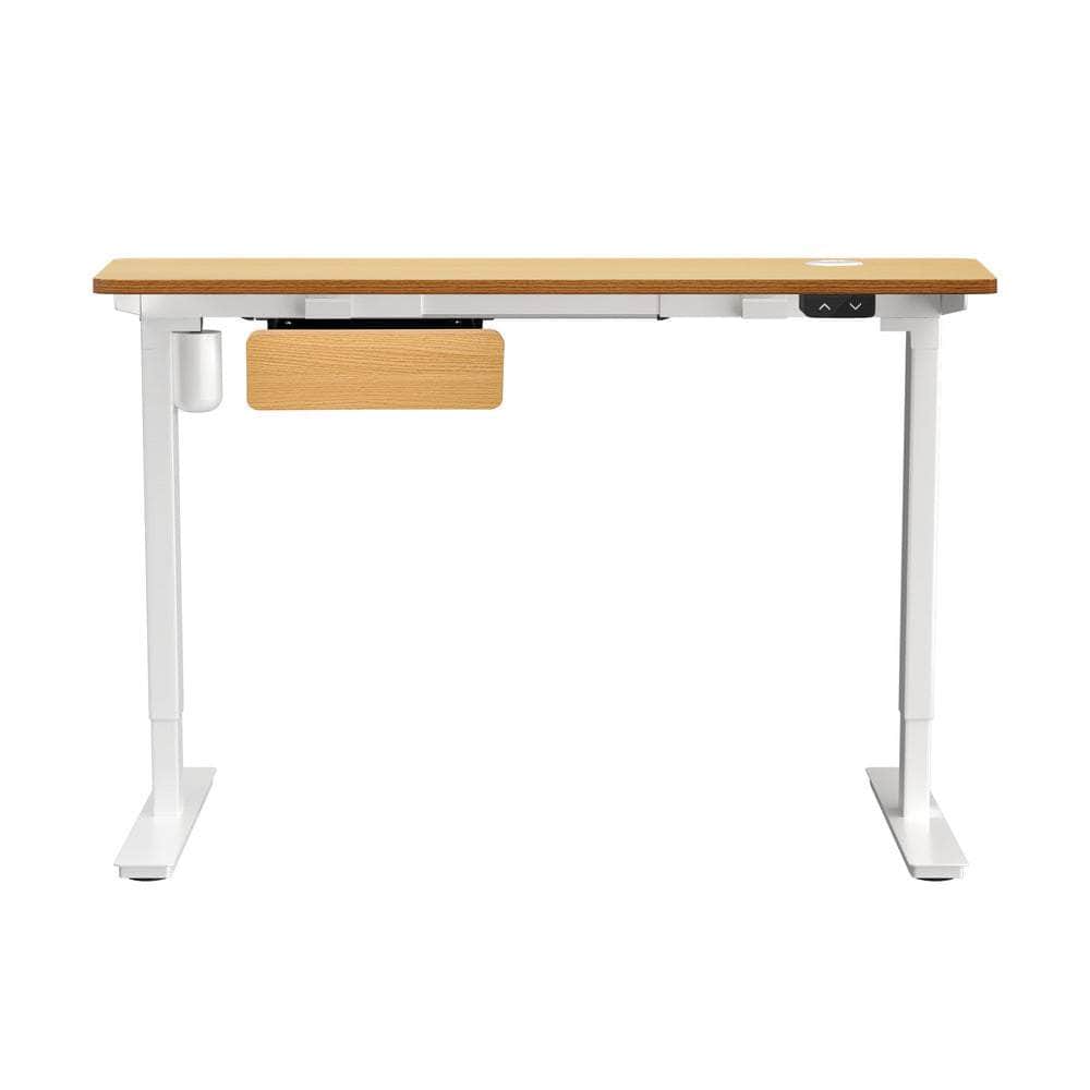 150cm Electric Standing Desk with Drawer Adjustable Oak White Single & Dual Motar