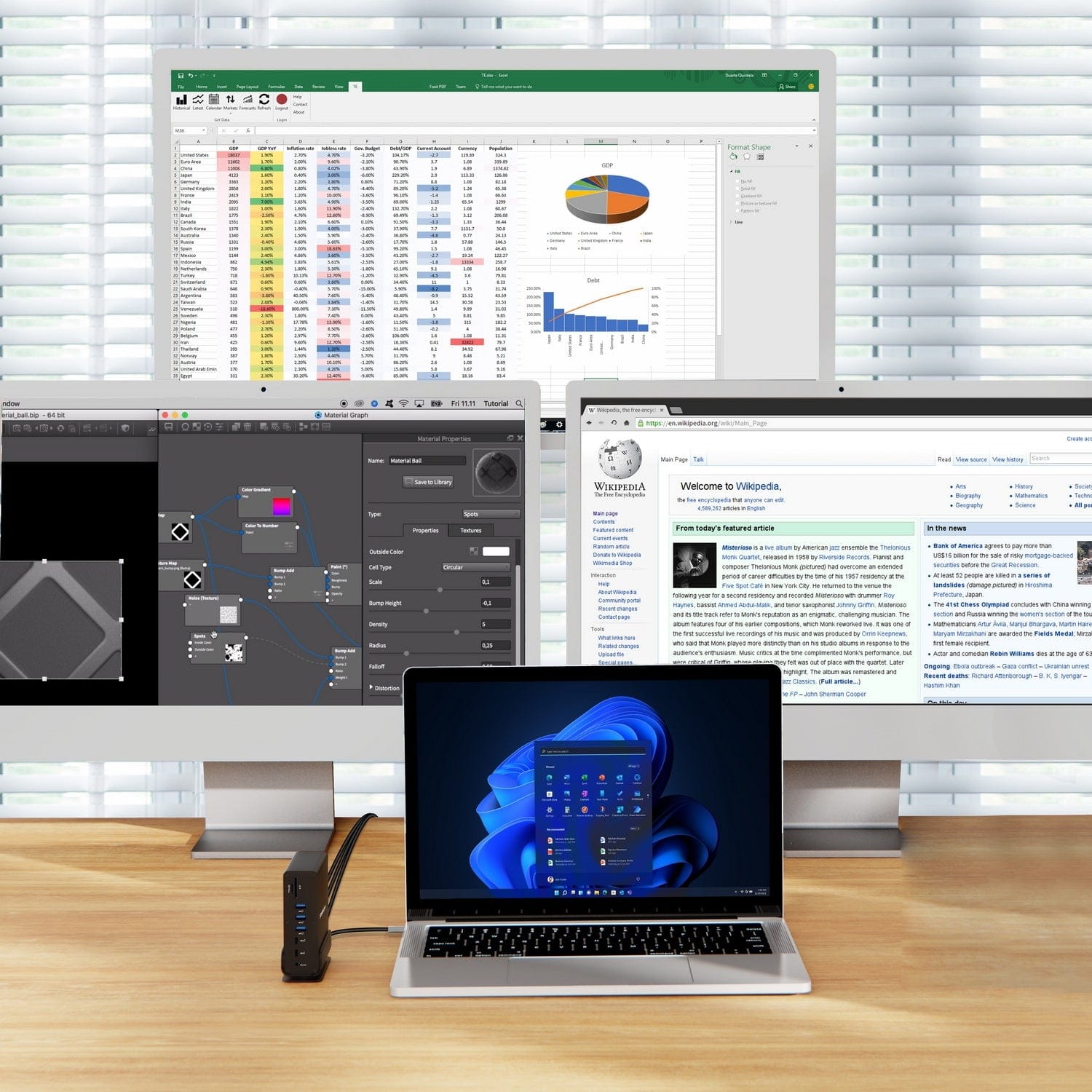 Cht815 15-In-1 Usb-C Triple Display Dock: 4K, Dual Hdmi Dp with Docking Station