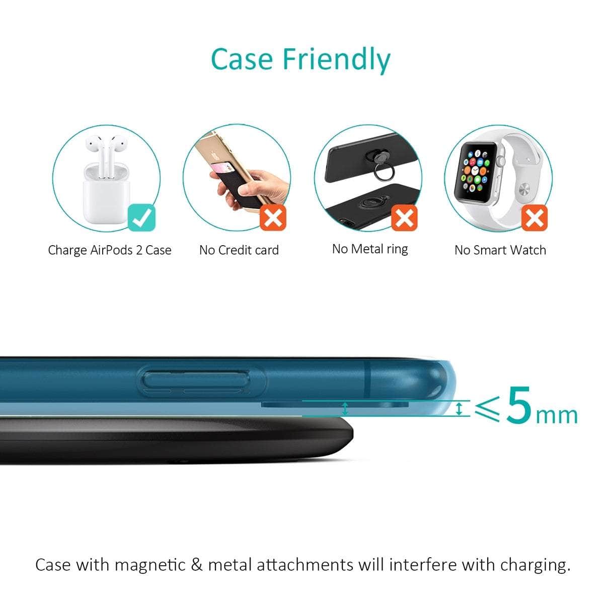 15W Wireless Charging Pad With Ac Adapter