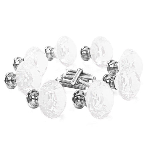 16 Pcs Clear Crystal Knobs Diamond 40mm