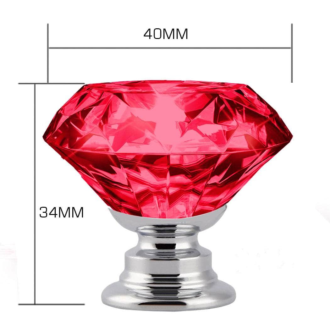 16 Pcs Clear Crystal Knobs Diamond 40mm