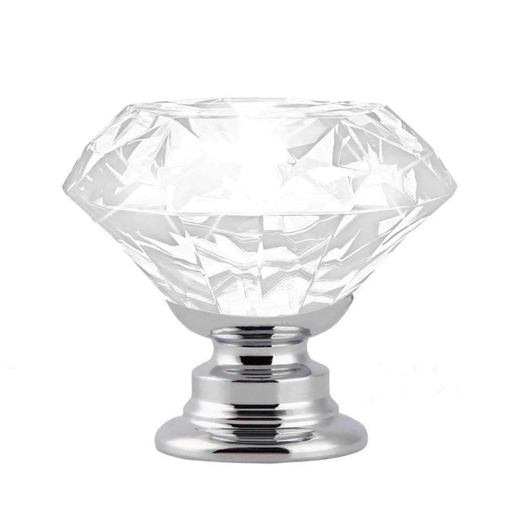 16 Pcs Clear Crystal Knobs Diamond 40mm