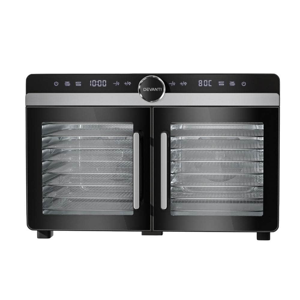 16-Tray Food Dehydrator with Dual-Zone Temperature Control, Stainless Steel