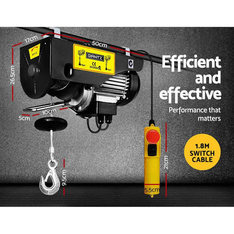 Electric Hoist Winch 500/1000Kg Cable 20M Rope Tool Remote Chain Lifting