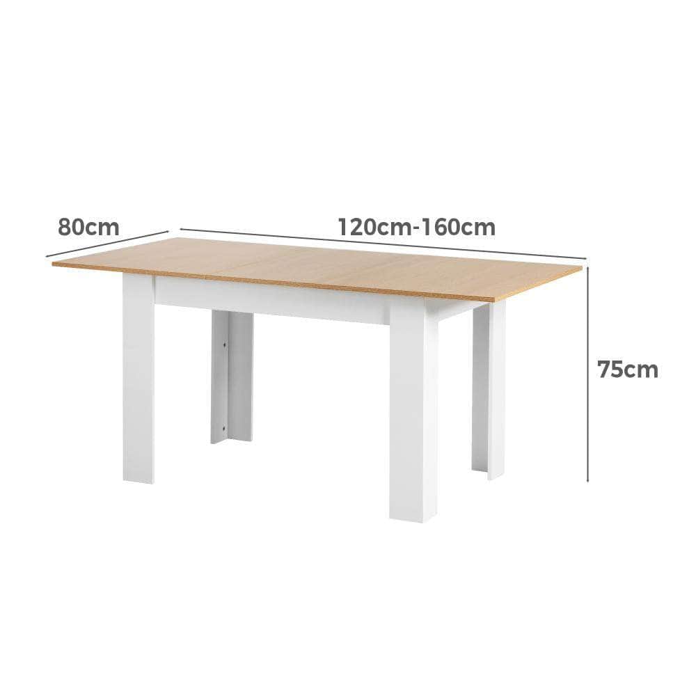 160cm Extendable Dining Table Kitchen Restaurant Cafe Table WoodenWhite