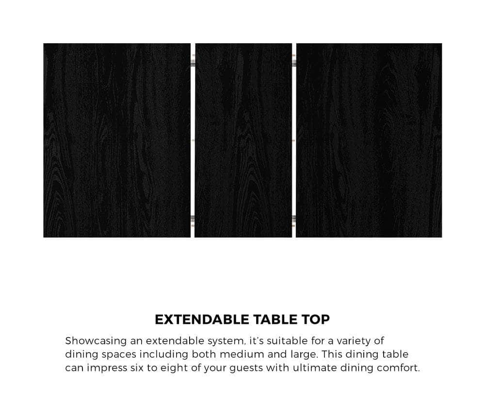 160cm Extendable Dining Table with 4PCS Dining Chairs Rattan Black