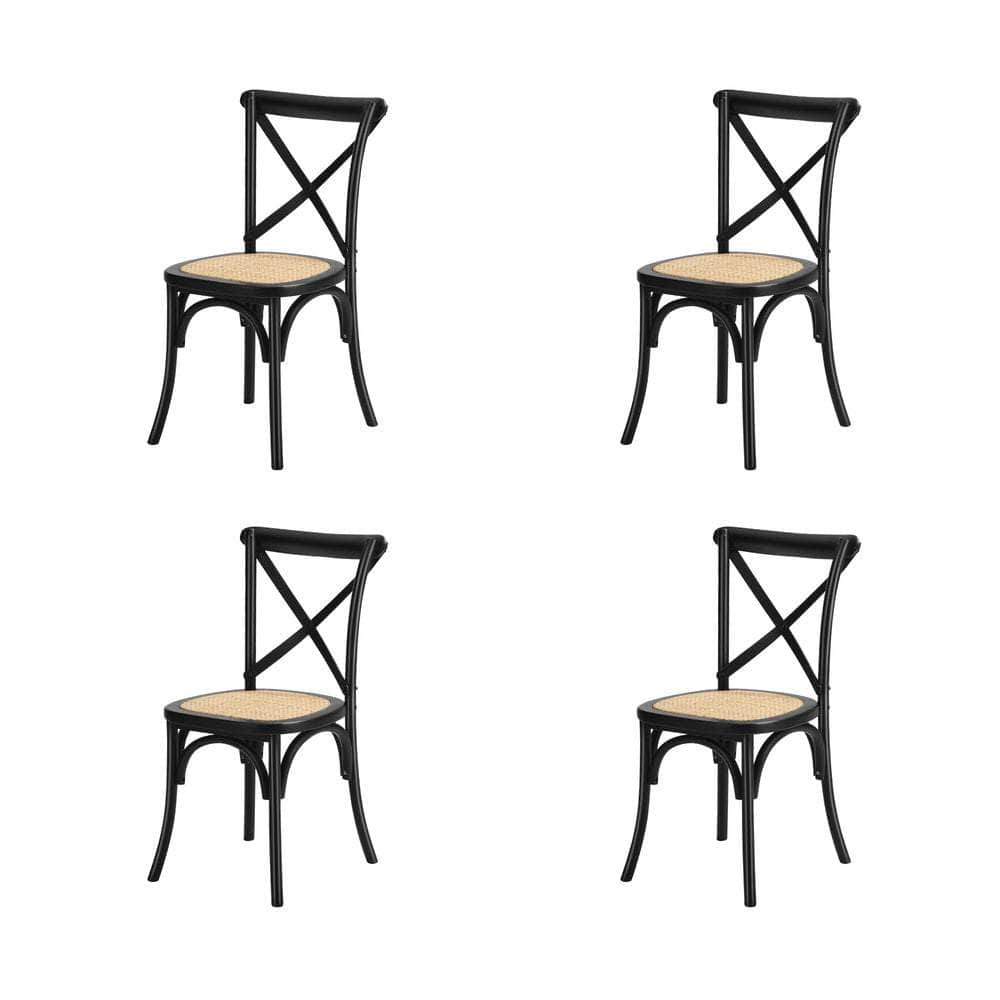 160cm Extendable Dining Table with Dining Chairs Geometric Black