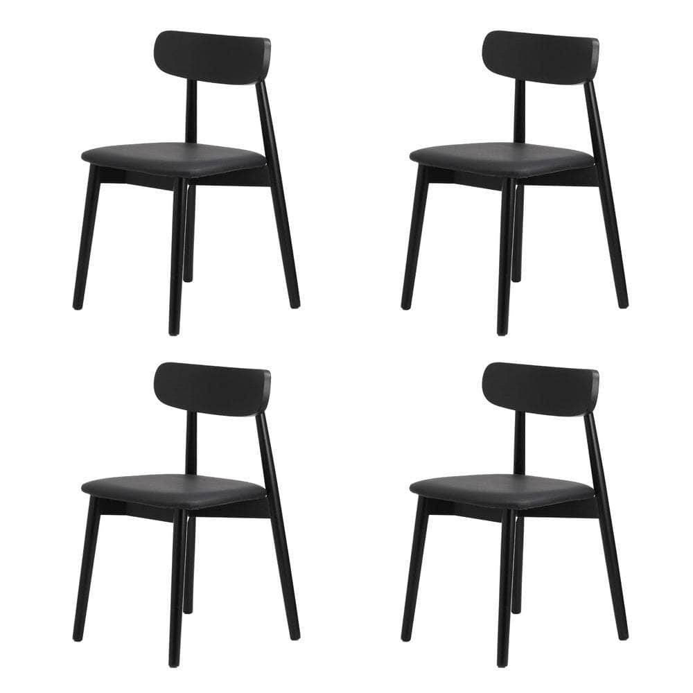 160cm Extendable Dining Table with Dining Chairs PU Leather Black